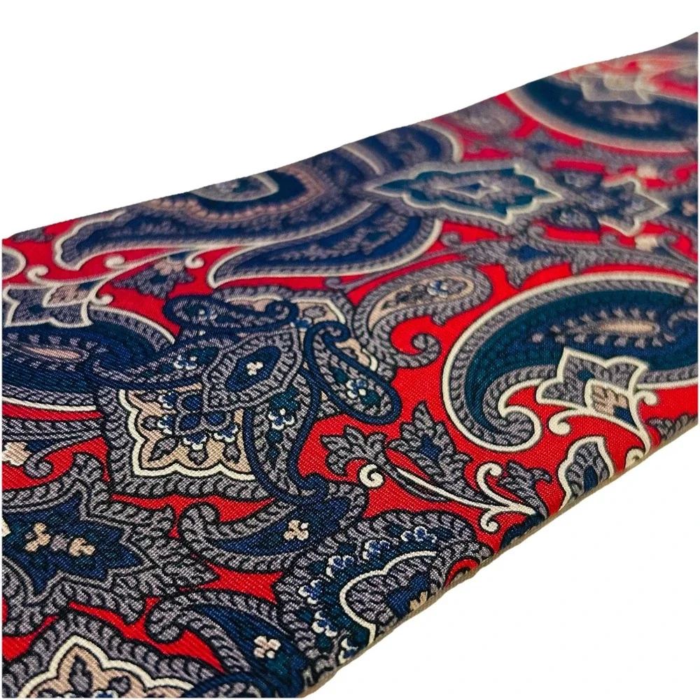 Robert Talbott For Nordstrom Red w/ Blue Floral Paisley‎ Silk Mens Tie 3.5